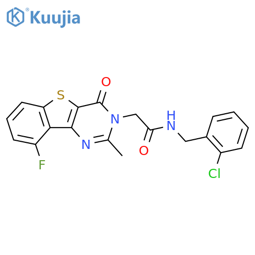 N-(2-chlorobenzyl)-2-(9-fluoro-2-methyl-4-oxobenzo[4,5]thieno[3,2-d]pyrimidin-3(4H)-yl)acetamide structure