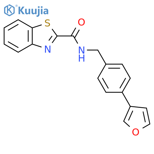 N-{4-(furan-3-yl)phenylmethyl}-1,3-benzothiazole-2-carboxamide structure