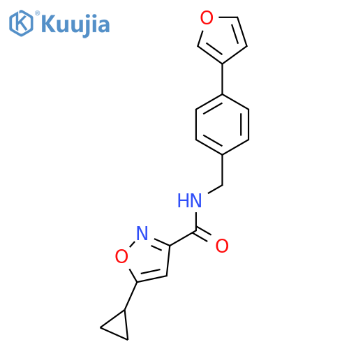 5-cyclopropyl-N-{4-(furan-3-yl)phenylmethyl}-1,2-oxazole-3-carboxamide structure