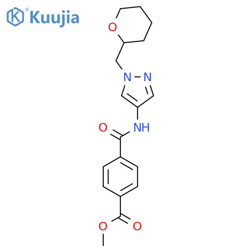 methyl 4-((1-((tetrahydro-2H-pyran-2-yl)methyl)-1H-pyrazol-4-yl)carbamoyl)benzoate structure