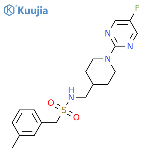 N-[[1-(5-fluoropyrimidin-2-yl)piperidin-4-yl]methyl]-1-(3-methylphenyl)methanesulfonamide structure