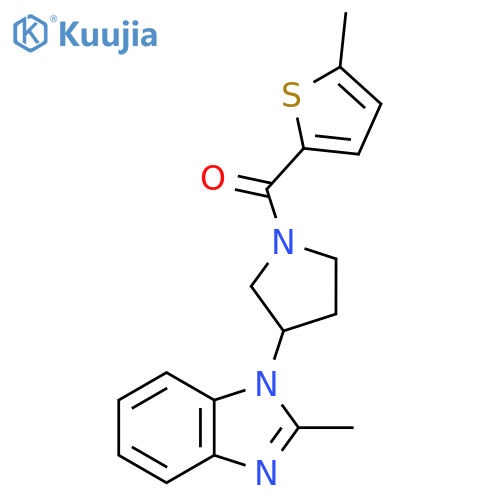 2-methyl-1-[1-(5-methylthiophene-2-carbonyl)pyrrolidin-3-yl]-1H-1,3-benzodiazole structure