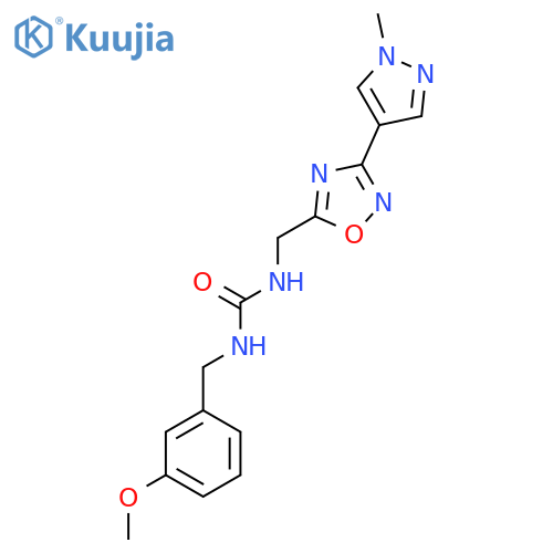 1-(3-methoxyphenyl)methyl-3-{3-(1-methyl-1H-pyrazol-4-yl)-1,2,4-oxadiazol-5-ylmethyl}urea structure
