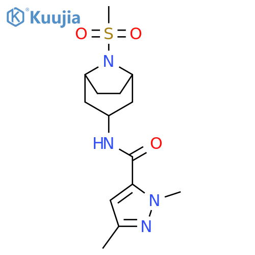 2,5-dimethyl-N-(8-methylsulfonyl-8-azabicyclo[3.2.1]octan-3-yl)pyrazole-3-carboxamide structure