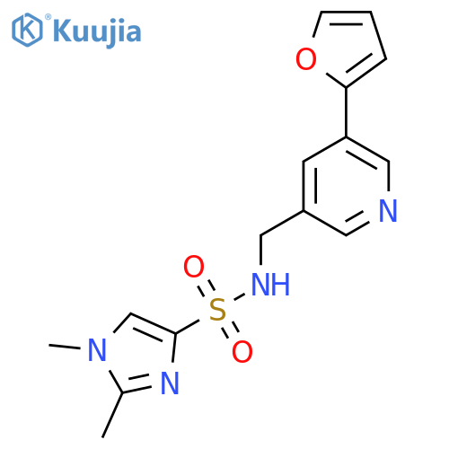 N-{5-(furan-2-yl)pyridin-3-ylmethyl}-1,2-dimethyl-1H-imidazole-4-sulfonamide structure