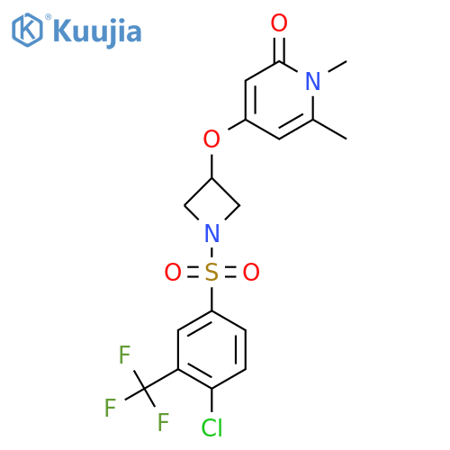 4-((1-((4-chloro-3-(trifluoromethyl)phenyl)sulfonyl)azetidin-3-yl)oxy)-1,6-dimethylpyridin-2(1H)-one structure