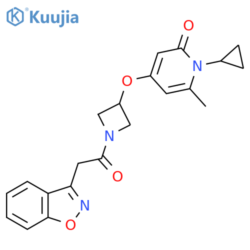 4-((1-(2-(benzo[d]isoxazol-3-yl)acetyl)azetidin-3-yl)oxy)-1-cyclopropyl-6-methylpyridin-2(1H)-one structure