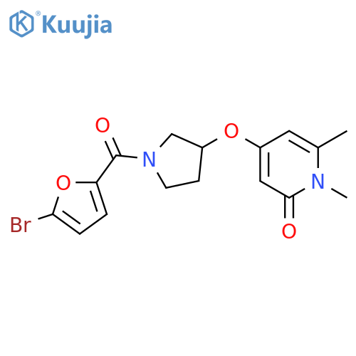 4-[1-(5-bromofuran-2-carbonyl)pyrrolidin-3-yl]oxy-1,6-dimethylpyridin-2-one structure