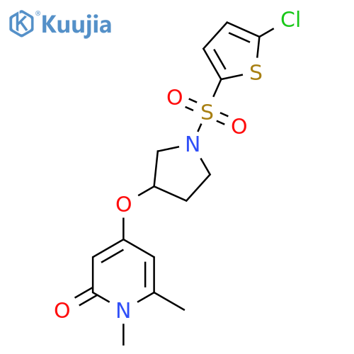 4-((1-((5-chlorothiophen-2-yl)sulfonyl)pyrrolidin-3-yl)oxy)-1,6-dimethylpyridin-2(1H)-one structure