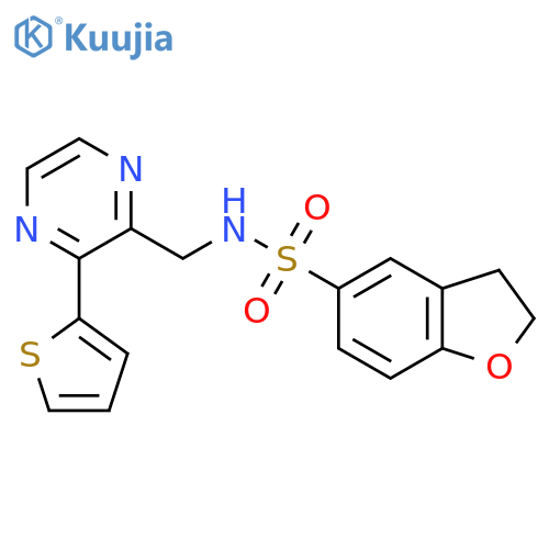 N-{3-(thiophen-2-yl)pyrazin-2-ylmethyl}-2,3-dihydro-1-benzofuran-5-sulfonamide structure