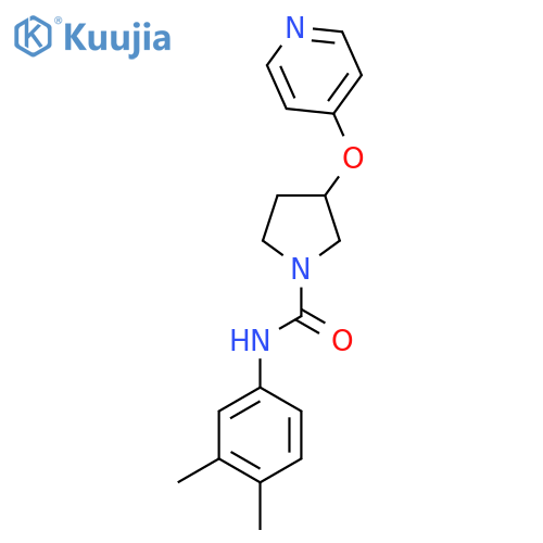 N-(3,4-dimethylphenyl)-3-(pyridin-4-yloxy)pyrrolidine-1-carboxamide structure