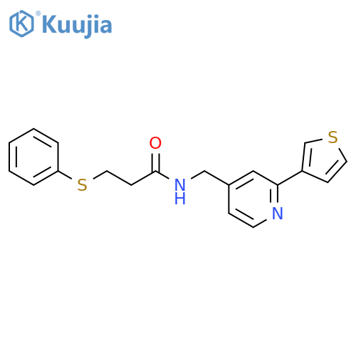 3-(phenylsulfanyl)-N-{2-(thiophen-3-yl)pyridin-4-ylmethyl}propanamide structure
