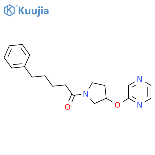 5-phenyl-1-[3-(pyrazin-2-yloxy)pyrrolidin-1-yl]pentan-1-one structure
