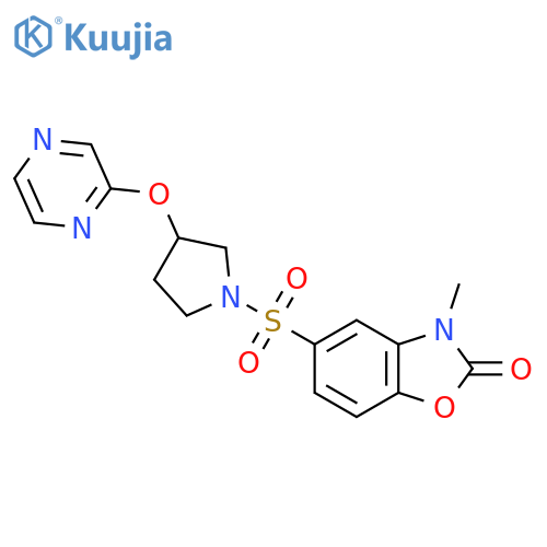 3-methyl-5-{[3-(pyrazin-2-yloxy)pyrrolidin-1-yl]sulfonyl}-2,3-dihydro-1,3-benzoxazol-2-one structure