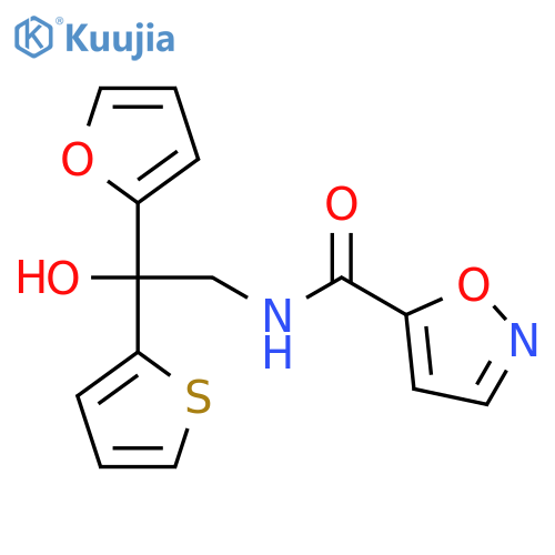 N-[2-(furan-2-yl)-2-hydroxy-2-(thiophen-2-yl)ethyl]-1,2-oxazole-5-carboxamide structure