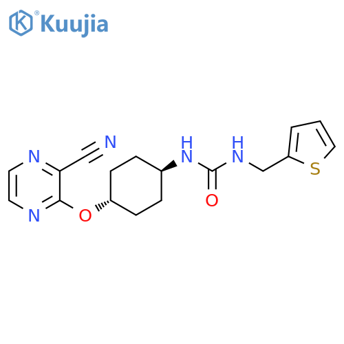1-[(1r,4r)-4-[(3-cyanopyrazin-2-yl)oxy]cyclohexyl]-3-[(thiophen-2-yl)methyl]urea structure