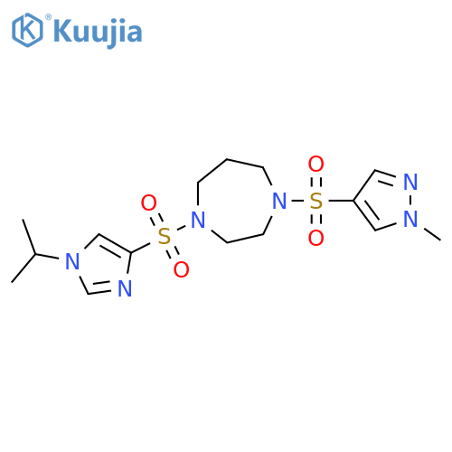 1-[(1-methyl-1H-pyrazol-4-yl)sulfonyl]-4-{[1-(propan-2-yl)-1H-imidazol-4-yl]sulfonyl}-1,4-diazepane structure
