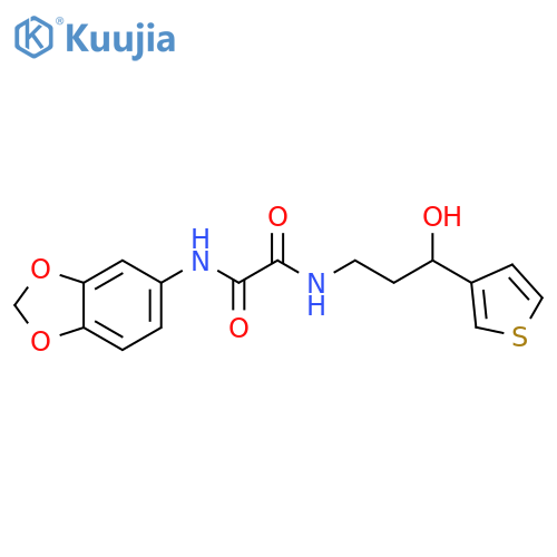 N'-(2H-1,3-benzodioxol-5-yl)-N-[3-hydroxy-3-(thiophen-3-yl)propyl]ethanediamide structure