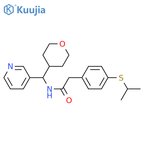 N-[(oxan-4-yl)(pyridin-3-yl)methyl]-2-[4-(propan-2-ylsulfanyl)phenyl]acetamide structure