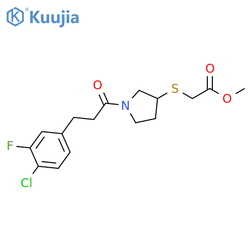 methyl 2-({1-[3-(4-chloro-3-fluorophenyl)propanoyl]pyrrolidin-3-yl}sulfanyl)acetate structure