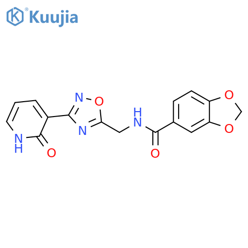 N-{[3-(2-oxo-1,2-dihydropyridin-3-yl)-1,2,4-oxadiazol-5-yl]methyl}-2H-1,3-benzodioxole-5-carboxamide structure