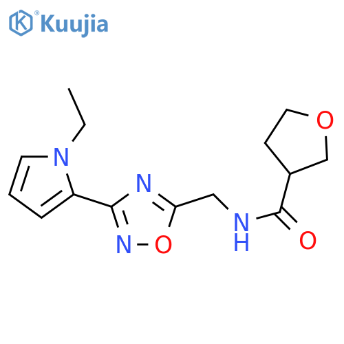 N-{[3-(1-ethyl-1H-pyrrol-2-yl)-1,2,4-oxadiazol-5-yl]methyl}oxolane-3-carboxamide structure