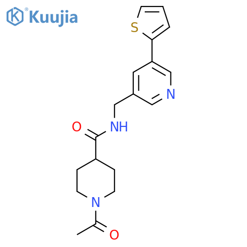 1-acetyl-N-{[5-(thiophen-2-yl)pyridin-3-yl]methyl}piperidine-4-carboxamide structure