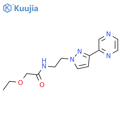 2-ethoxy-N-{2-3-(pyrazin-2-yl)-1H-pyrazol-1-ylethyl}acetamide structure