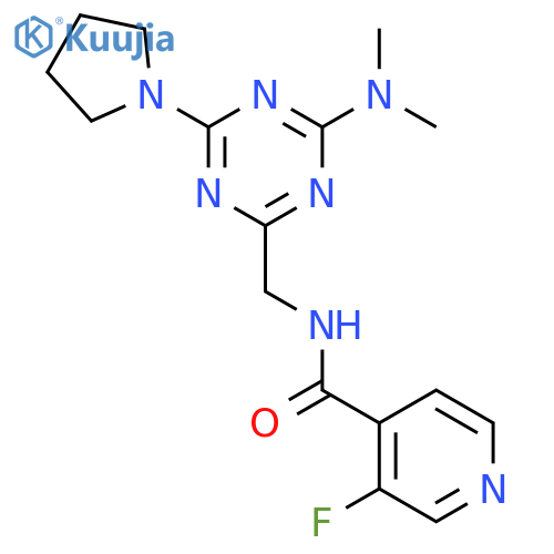 N-{4-(dimethylamino)-6-(pyrrolidin-1-yl)-1,3,5-triazin-2-ylmethyl}-3-fluoropyridine-4-carboxamide structure