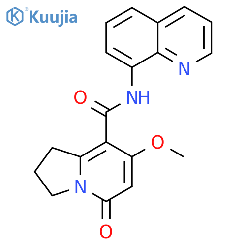 7-methoxy-5-oxo-N-(quinolin-8-yl)-1,2,3,5-tetrahydroindolizine-8-carboxamide structure