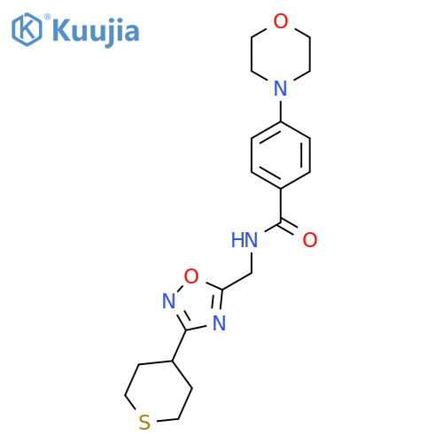 4-(morpholin-4-yl)-N-{3-(thian-4-yl)-1,2,4-oxadiazol-5-ylmethyl}benzamide structure
