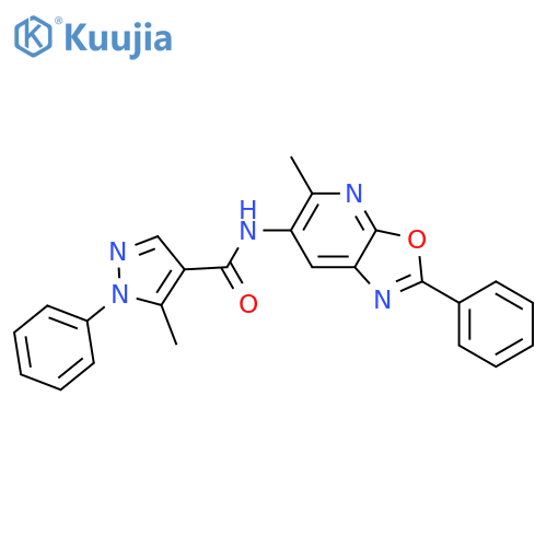 5-methyl-N-{5-methyl-2-phenyl-[1,3]oxazolo[5,4-b]pyridin-6-yl}-1-phenyl-1H-pyrazole-4-carboxamide structure