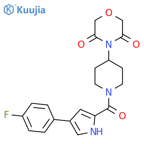 4-{1-[4-(4-fluorophenyl)-1H-pyrrole-2-carbonyl]piperidin-4-yl}morpholine-3,5-dione structure