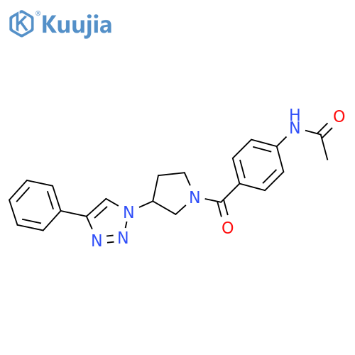 N-[4-[3-(4-phenyltriazol-1-yl)pyrrolidine-1-carbonyl]phenyl]acetamide structure