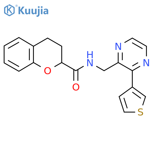 N-{[3-(thiophen-3-yl)pyrazin-2-yl]methyl}-3,4-dihydro-2H-1-benzopyran-2-carboxamide structure