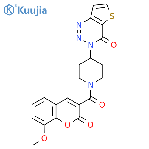 3-1-(8-methoxy-2-oxo-2H-chromene-3-carbonyl)piperidin-4-yl-3H,4H-thieno3,2-d1,2,3triazin-4-one structure