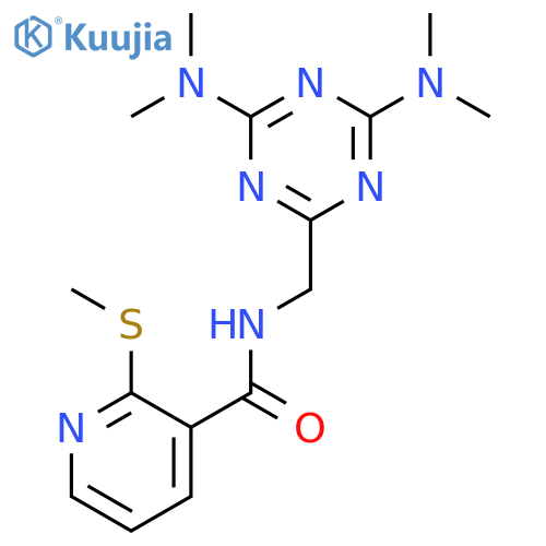 N-{4,6-bis(dimethylamino)-1,3,5-triazin-2-ylmethyl}-2-(methylsulfanyl)pyridine-3-carboxamide structure