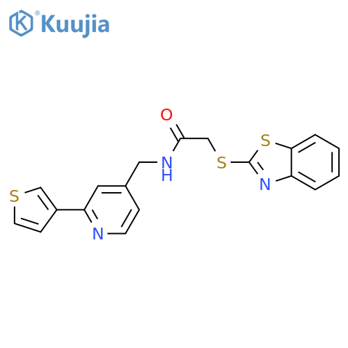 2-(1,3-benzothiazol-2-ylsulfanyl)-N-{[2-(thiophen-3-yl)pyridin-4-yl]methyl}acetamide structure