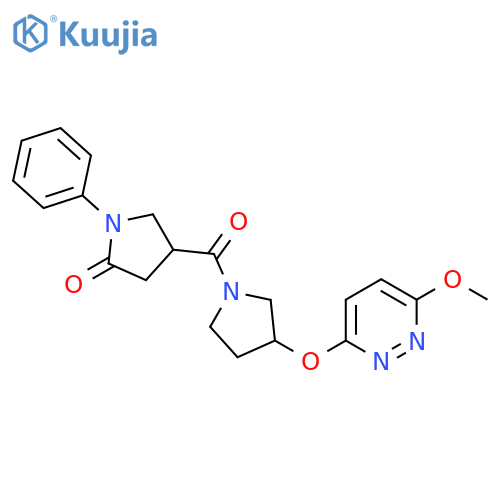 4-{3-[(6-methoxypyridazin-3-yl)oxy]pyrrolidine-1-carbonyl}-1-phenylpyrrolidin-2-one structure