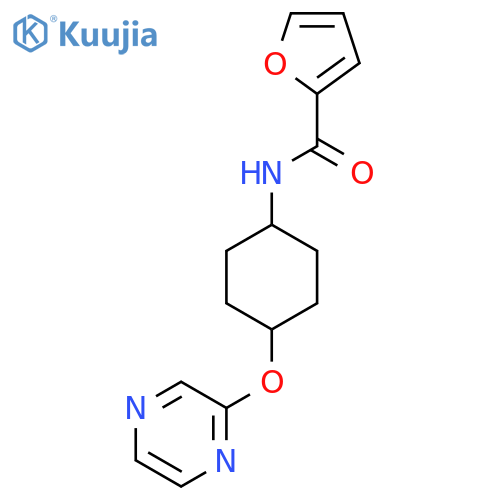 N-[(1r,4r)-4-(pyrazin-2-yloxy)cyclohexyl]furan-2-carboxamide structure