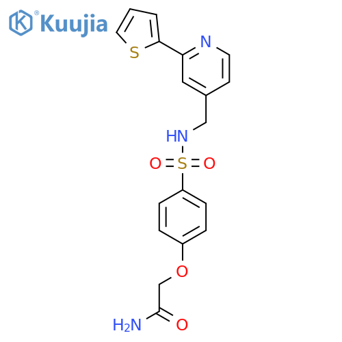 2-[4-({[2-(thiophen-2-yl)pyridin-4-yl]methyl}sulfamoyl)phenoxy]acetamide structure