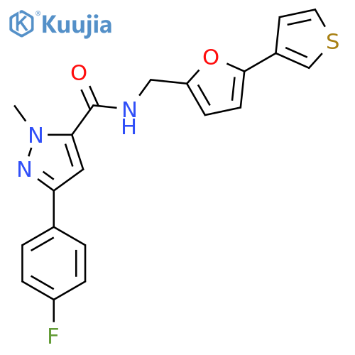 3-(4-fluorophenyl)-1-methyl-N-{5-(thiophen-3-yl)furan-2-ylmethyl}-1H-pyrazole-5-carboxamide structure