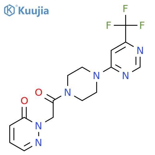 2-(2-oxo-2-{4-[6-(trifluoromethyl)pyrimidin-4-yl]piperazin-1-yl}ethyl)-2,3-dihydropyridazin-3-one structure