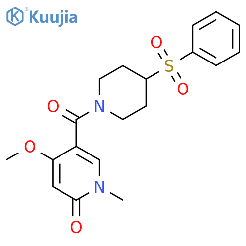 5-4-(benzenesulfonyl)piperidine-1-carbonyl-4-methoxy-1-methyl-1,2-dihydropyridin-2-one structure