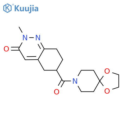 6-{1,4-dioxa-8-azaspiro[4.5]decane-8-carbonyl}-2-methyl-2,3,5,6,7,8-hexahydrocinnolin-3-one structure