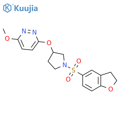 3-{[1-(2,3-dihydro-1-benzofuran-5-sulfonyl)pyrrolidin-3-yl]oxy}-6-methoxypyridazine structure