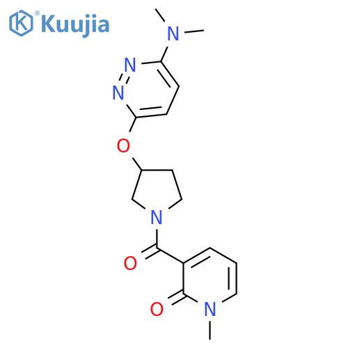3-(3-{[6-(dimethylamino)pyridazin-3-yl]oxy}pyrrolidine-1-carbonyl)-1-methyl-1,2-dihydropyridin-2-one structure