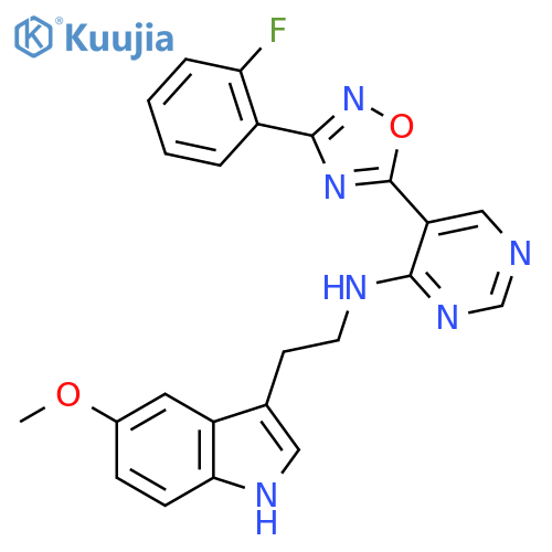 5-[3-(2-fluorophenyl)-1,2,4-oxadiazol-5-yl]-N-[2-(5-methoxy-1H-indol-3-yl)ethyl]pyrimidin-4-amine structure