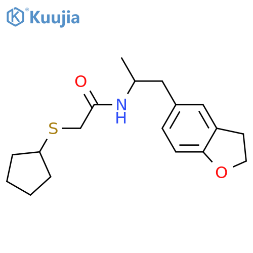 2-(cyclopentylsulfanyl)-N-[1-(2,3-dihydro-1-benzofuran-5-yl)propan-2-yl]acetamide structure