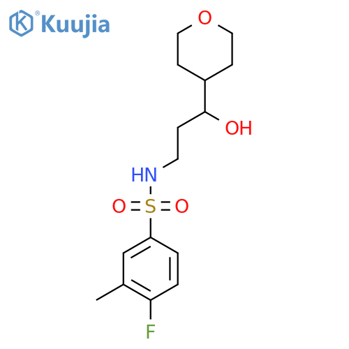4-fluoro-N-[3-hydroxy-3-(oxan-4-yl)propyl]-3-methylbenzene-1-sulfonamide structure